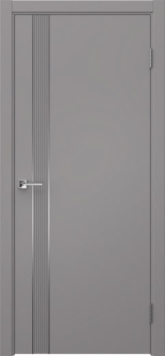 Межкомнатная дверь Соло 21 эмаль RAL 7036, молдинг серебро