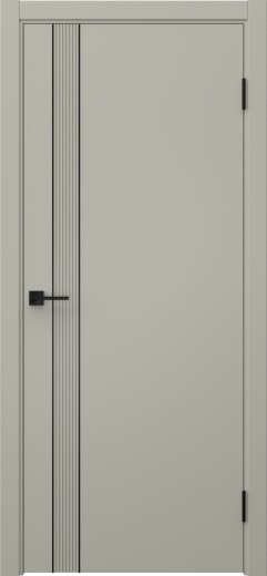 Межкомнатная дверь Соло 21 эмаль RAL 7044, черный молдинг
