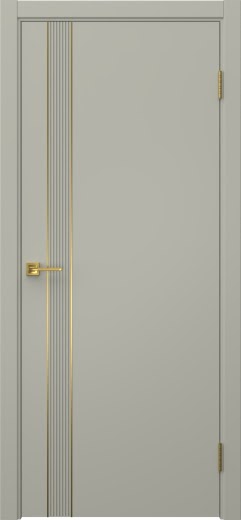 Межкомнатная дверь Соло 21 эмаль RAL 7044, золотой молдинг