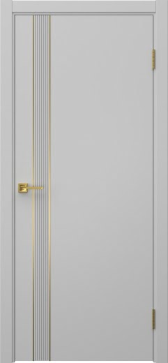 Межкомнатная дверь Соло 21 эмаль RAL 7047, золотой молдинг