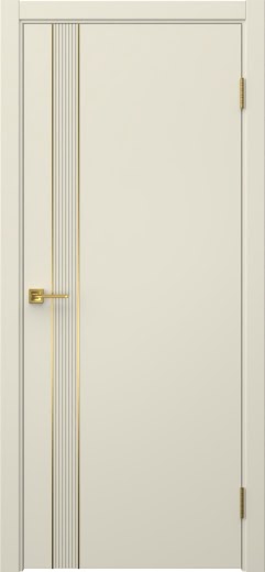 Межкомнатная дверь Соло 21 эмаль RAL 9001, золотой молдинг