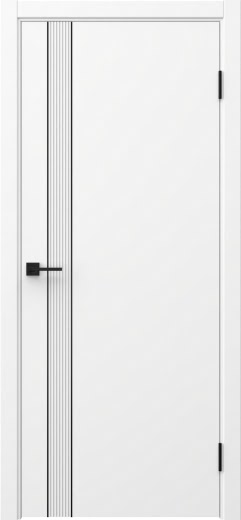 Межкомнатная дверь Соло 21 эмаль белая, черный молдинг
