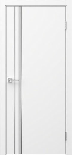 Межкомнатная дверь Соло 21 эмаль белая, молдинг серебро