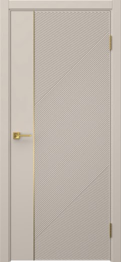 Межкомнатная дверь Соло 23 эмаль мокко, золотой молдинг