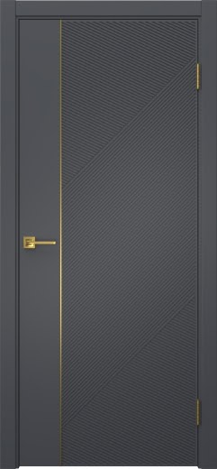 Межкомнатная дверь Соло 23 эмаль графит, золотой молдинг