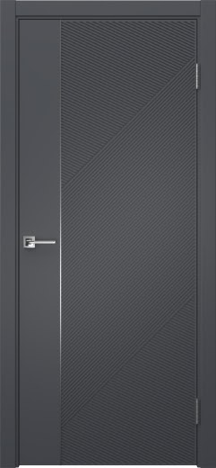 Межкомнатная дверь Соло 23 эмаль графит, молдинг серебро