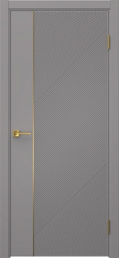 Межкомнатная дверь Соло 23 эмаль RAL 7036, золотой молдинг