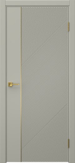 Межкомнатная дверь Соло 23 эмаль RAL 7044, золотой молдинг
