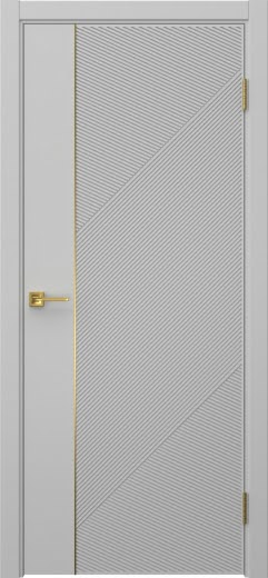 Межкомнатная дверь Соло 23 эмаль RAL 7047, золотой молдинг