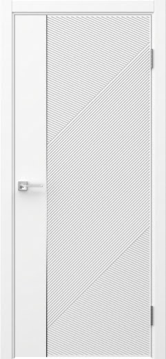 Межкомнатная дверь Соло 23 эмаль белая, молдинг серебро