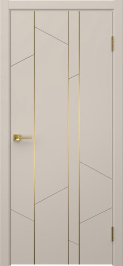 Межкомнатная дверь Соло 24 эмаль мокко, золотой молдинг