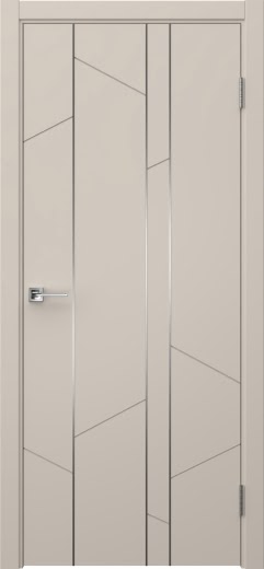 Межкомнатная дверь Соло 24 эмаль мокко, молдинг серебро