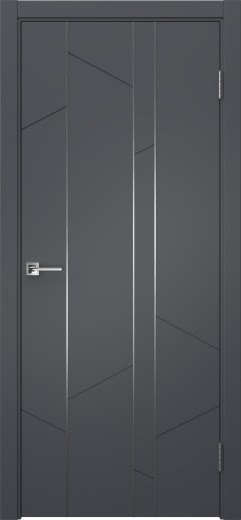 Межкомнатная дверь Соло 24 эмаль графит, молдинг серебро