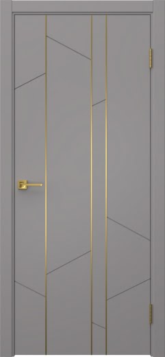 Межкомнатная дверь Соло 24 эмаль RAL 7036, золотой молдинг