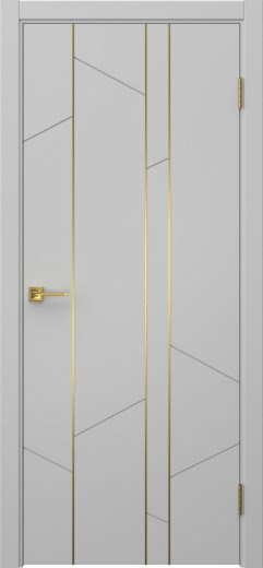 Межкомнатная дверь Соло 24 эмаль RAL 7047, золотой молдинг