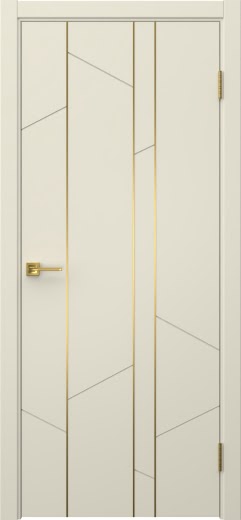 Межкомнатная дверь Соло 24 эмаль RAL 9001, золотой молдинг