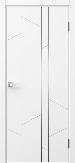 Межкомнатная дверь Соло 24 эмаль белая, молдинг серебро