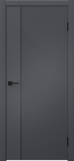 Межкомнатная дверь Соло 4 эмаль RAL 7012, черный молдинг