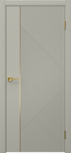 Межкомнатная дверь Соло 4 эмаль RAL 7044, золотой молдинг
