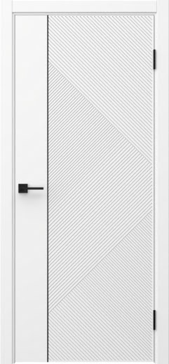 Межкомнатная дверь Соло 4 эмаль белая, черный молдинг