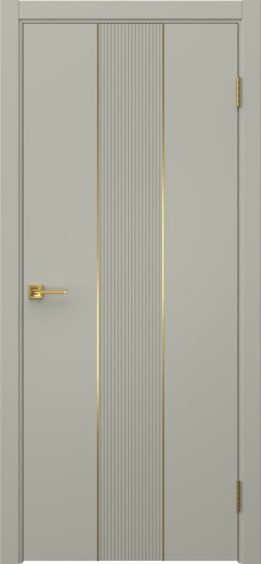 Межкомнатная дверь Соло 5 эмаль RAL 7044, золотой молдинг