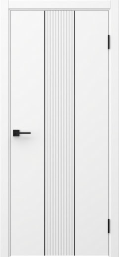 Межкомнатная дверь Соло 5 эмаль белая, черный молдинг