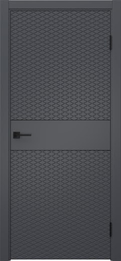 Межкомнатная дверь Соло 6 эмаль RAL 7012, черный молдинг