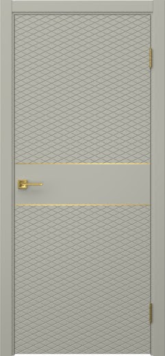 Межкомнатная дверь Соло 6 эмаль RAL 7044, золотой молдинг