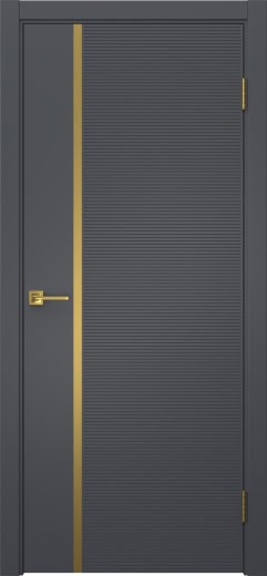 Межкомнатная дверь Соло 8 эмаль графит, золотой молдинг
