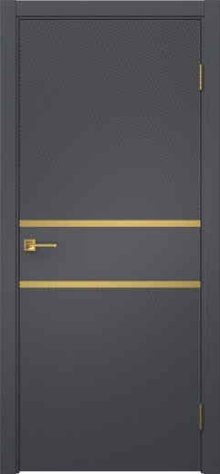Межкомнатная дверь Соло 9 эмаль графит, золотой молдинг