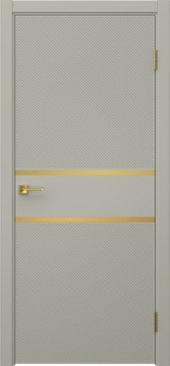 Межкомнатная дверь Соло 9 эмаль RAL 7044, золотой молдинг