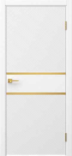 Межкомнатная дверь Соло 9 эмаль белая, золотой молдинг