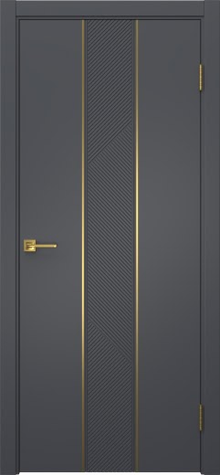 Межкомнатная дверь Вектор 8 эмаль графит, золотой молдинг