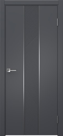 Межкомнатная дверь Вектор 8 эмаль графит, молдинг серебро