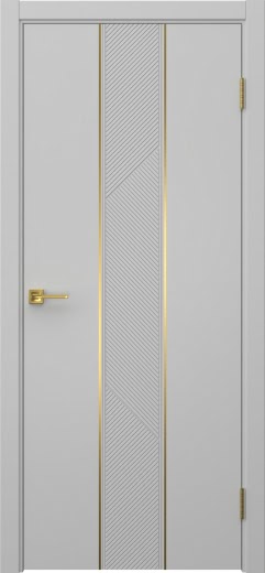 Межкомнатная дверь Вектор 8 эмаль RAL 7047, золотой молдинг