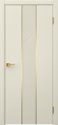 Межкомнатная дверь Вектор 8 эмаль RAL 9001, золотой молдинг