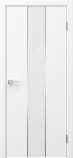 Межкомнатная дверь Вектор 8 эмаль белая, молдинг серебро