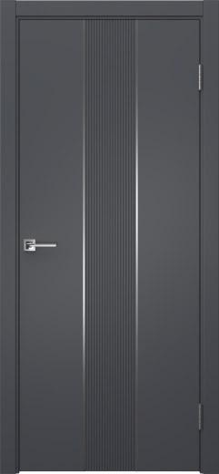 Межкомнатная дверь Вектор 9 эмаль графит, молдинг серебро