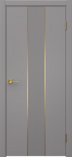 Межкомнатная дверь Вектор 9 эмаль RAL 7036, золотой молдинг