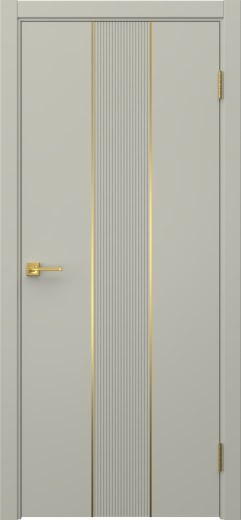 Межкомнатная дверь Вектор 9 эмаль RAL 7044, золотой молдинг