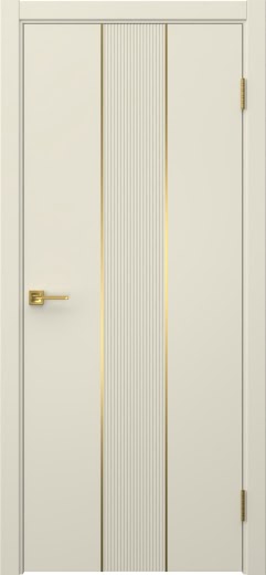 Межкомнатная дверь Вектор 9 эмаль RAL 9001, золотой молдинг