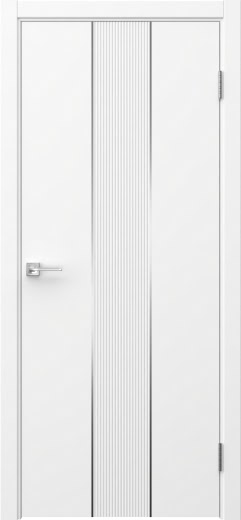 Межкомнатная дверь Вектор 9 эмаль белая, молдинг серебро