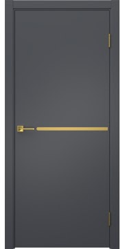 Дверь минимализм, Нью Стайл 1 (эмаль графит, молдинг золото)