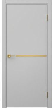 Дверь межкомнатная минимализм, Нью Стайл 1 (эмаль RAL 7047, молдинг золото)