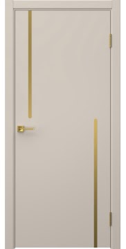 Дверь минимализм, Нью Стайл 2 (эмаль мокко, молдинг золото)