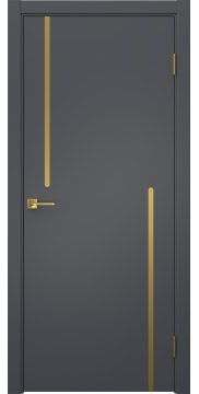 Дверь минимализм, Нью Стайл 2 (эмаль графит, молдинг золото)