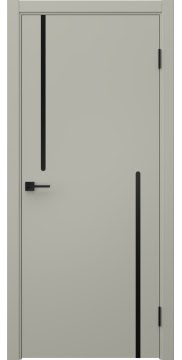 Межкомнатная дверь в стиле минимализм, Нью Стайл 2 (эмаль RAL 7044, молдинг черный)