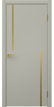 Дверь минимализм, Нью Стайл 2 (эмаль RAL 7044, молдинг золото)