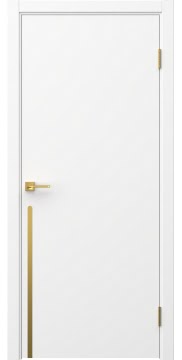 Дверь минимализм, Нью Стайл 3 (эмаль белая, молдинг золото)