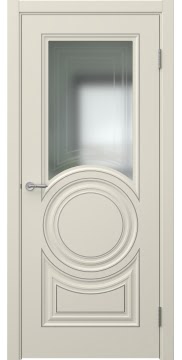 Межкомнатная дверь, Скандинавия 5 (эмаль RAL 9001 патина серебро, со стеклом)